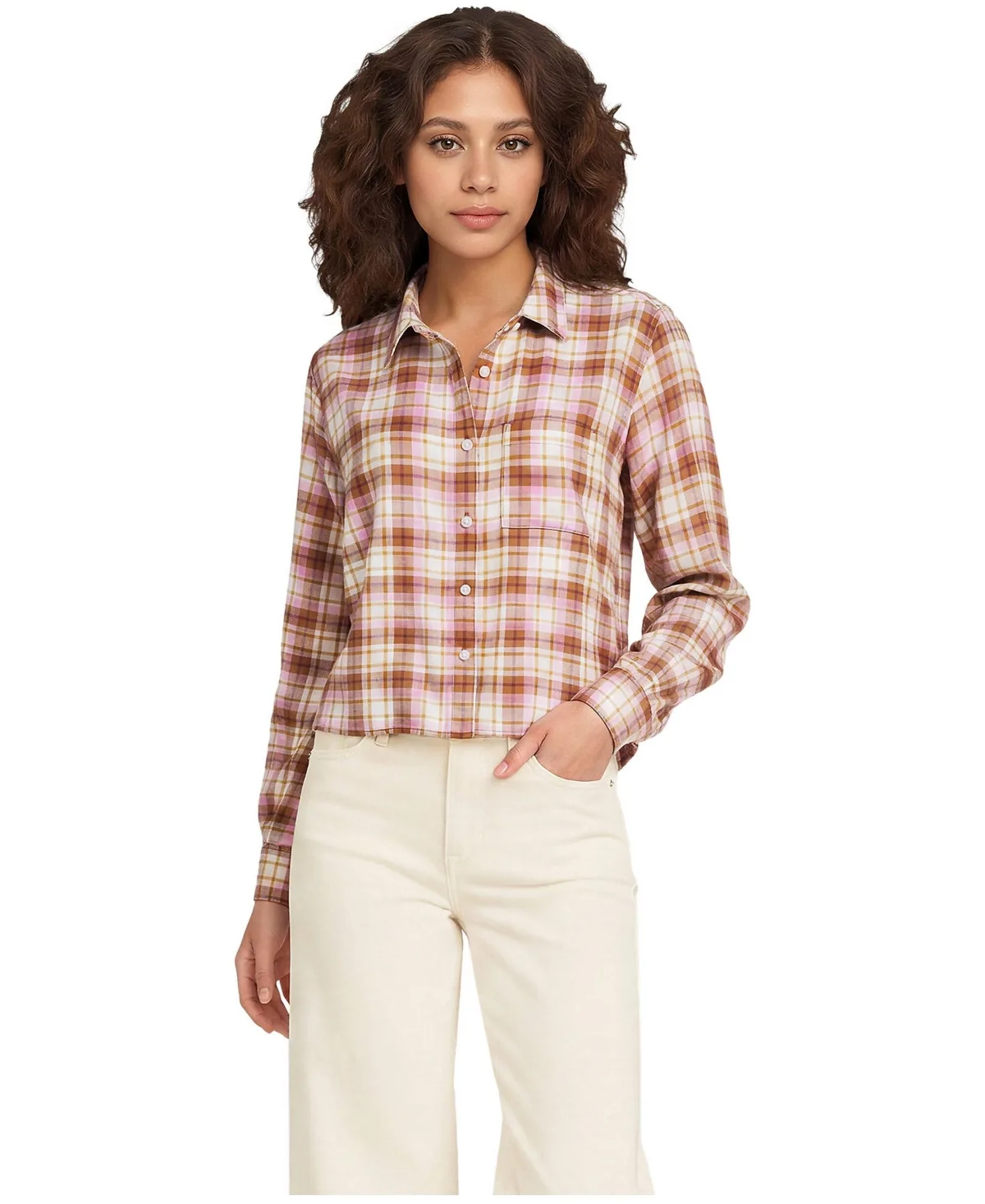 Cropped Flannel Shirt by Lands' End