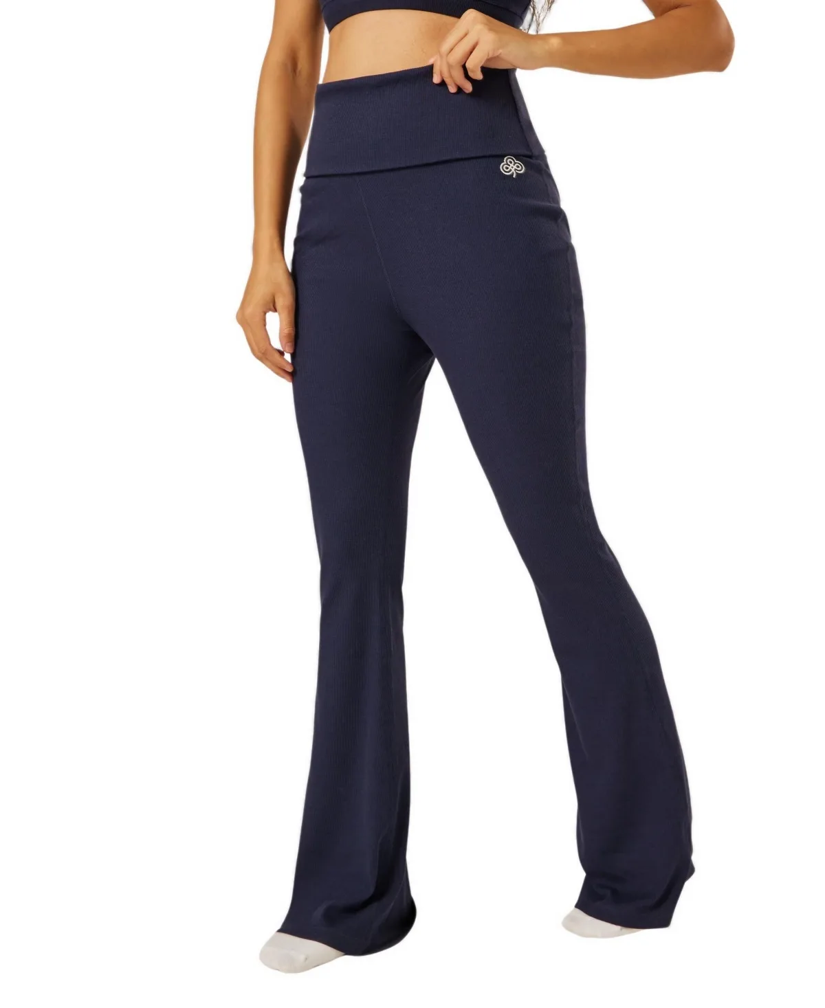 Essential Everyday Foldover Flared Pants by Be Athletica