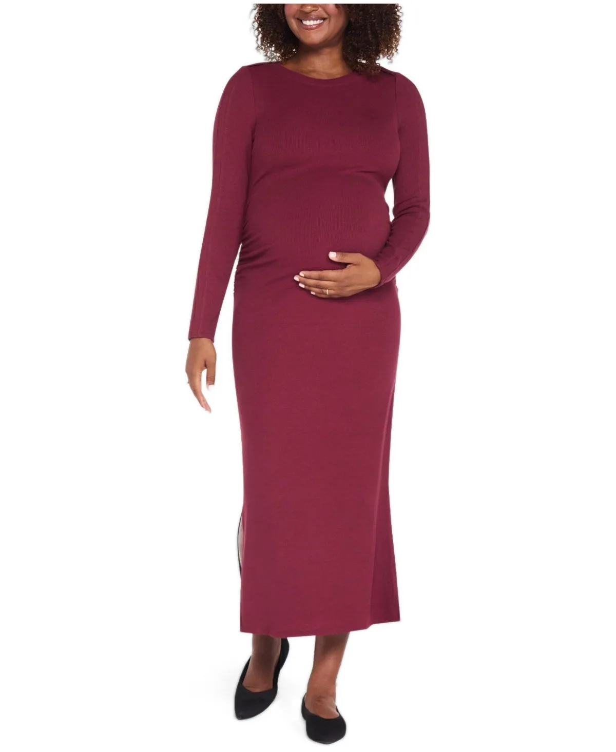Maxi Envelope-Neck Side-Slit Dress by Motherhood Maternity