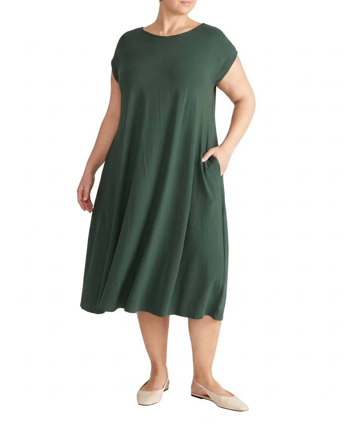 Divine Jersey V-Neck A-Line Midi Dress by Universal Standard