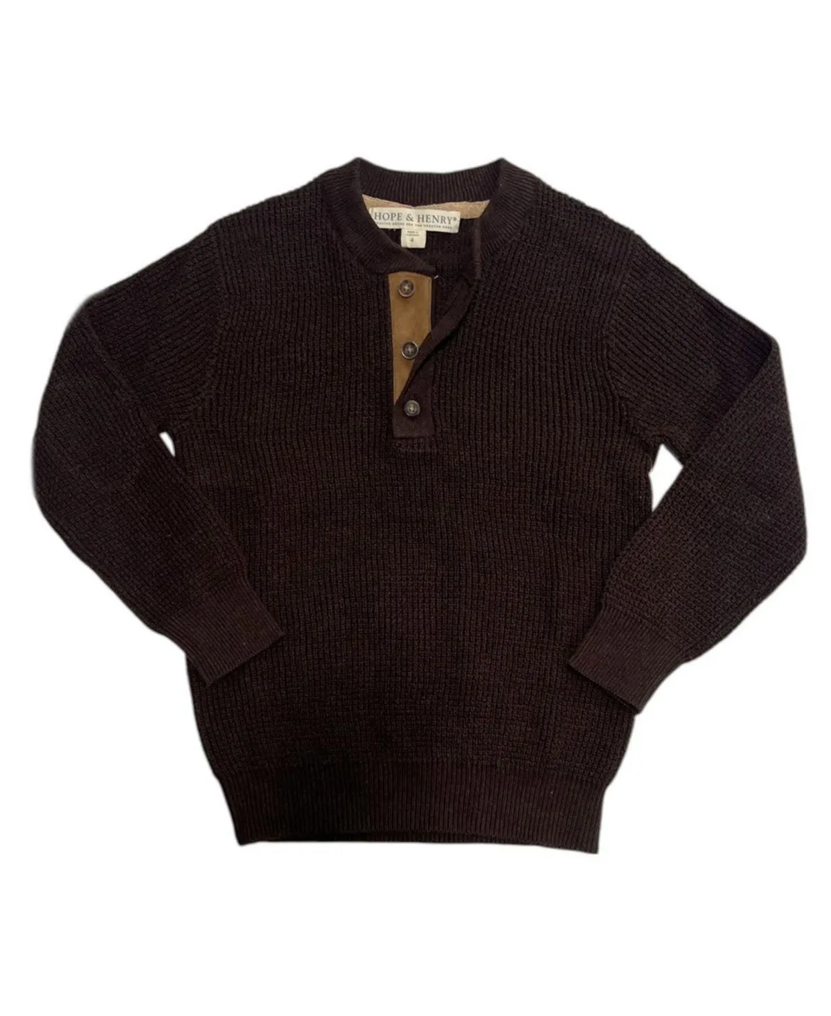 Organic Sweater Henley with Elbow Patches by Hope & Henry