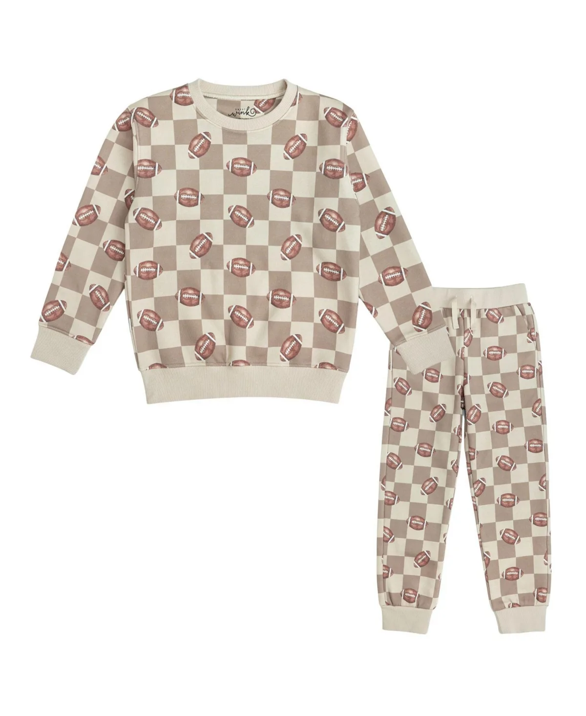 Football Checkered Sweatshirt and Jogger Set by Sweet Wink