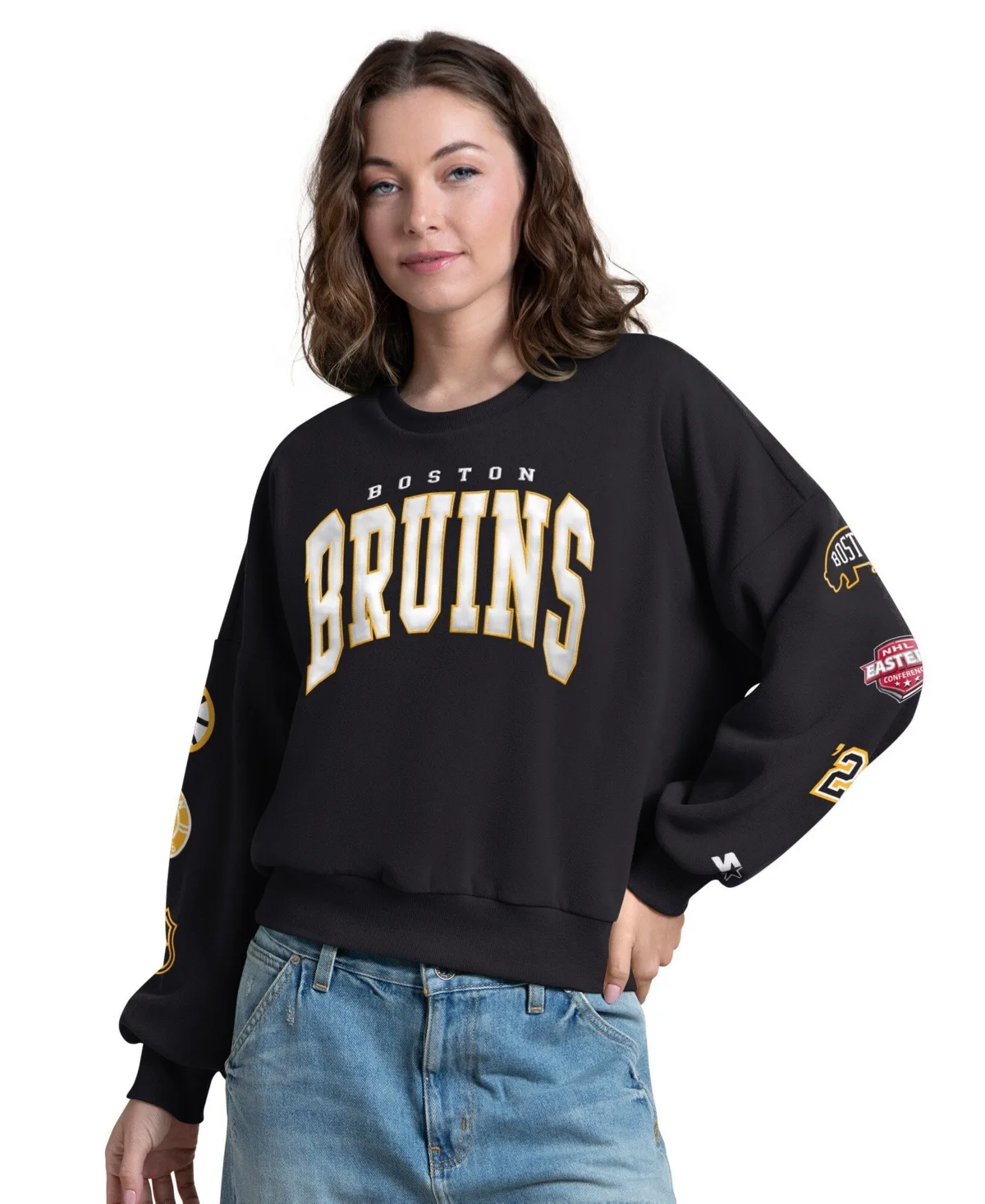 Boston Bruins Embroidered Applique Dropped-Shoulder Sweatshirt by Starter