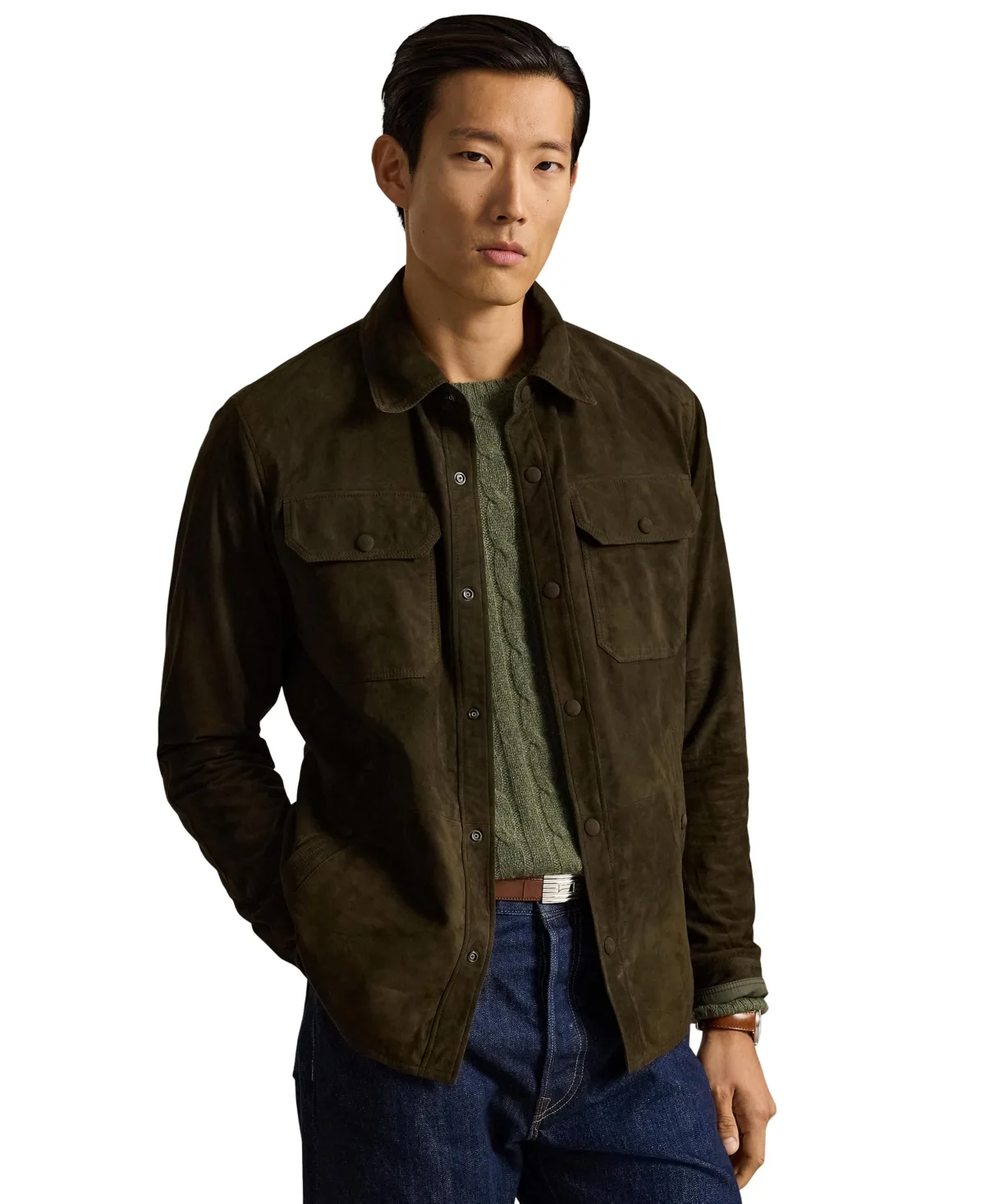 Reversible Suede-Taffeta Shirt Jacket by Polo Ralph Lauren