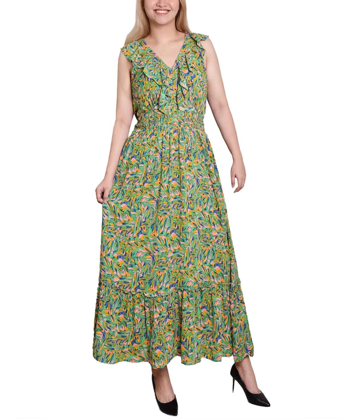 Sleeveless Ruffled Rayon Dress by Ny Collection