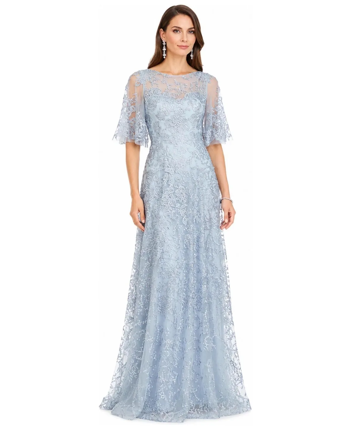 Cape Sleeve Mothers Gown