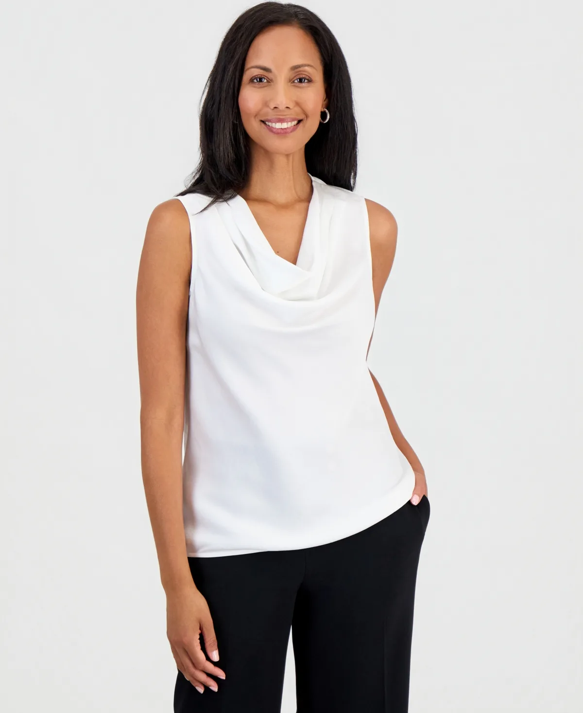Sleeveless Cowl Neck Satin Blouse by Kasper