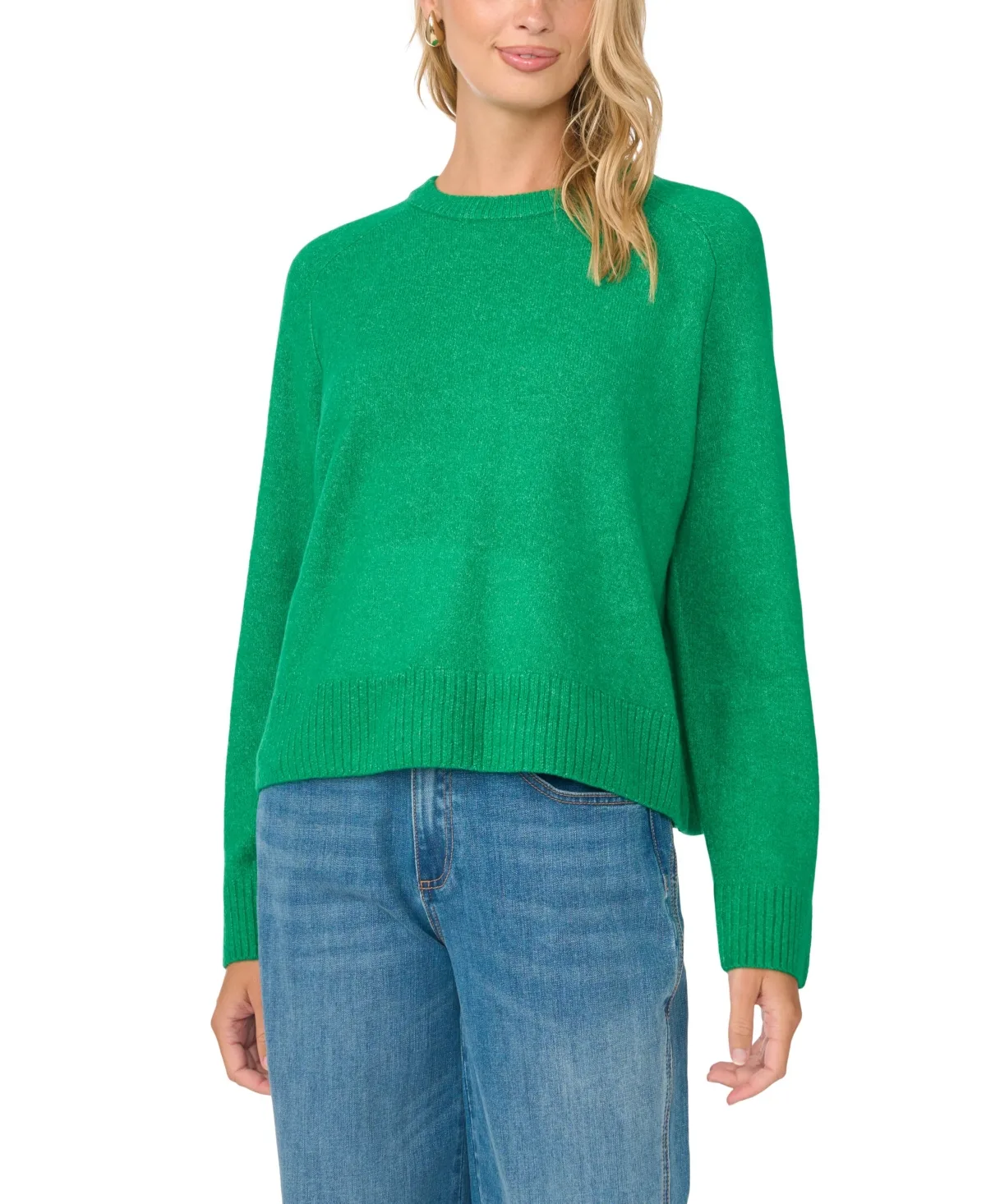 Saddle Shoulder Crewneck Loose Long-Sleeve Sweater