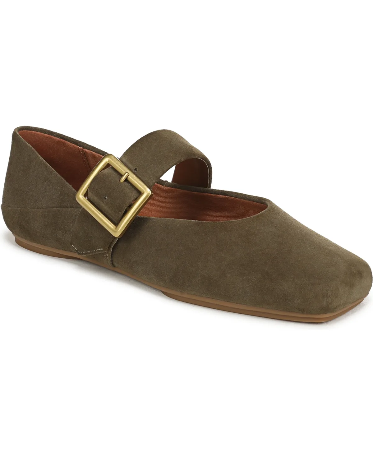 Oakes Square Toe Ballerina Flats - Caper Green Suede