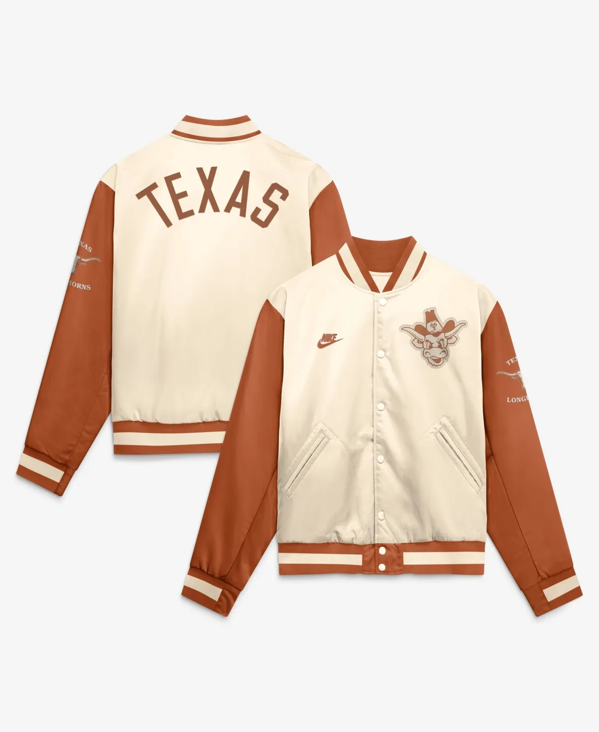 Longhorns Texas Legacy Full-Snap Twill Bomber Jacket by Nike