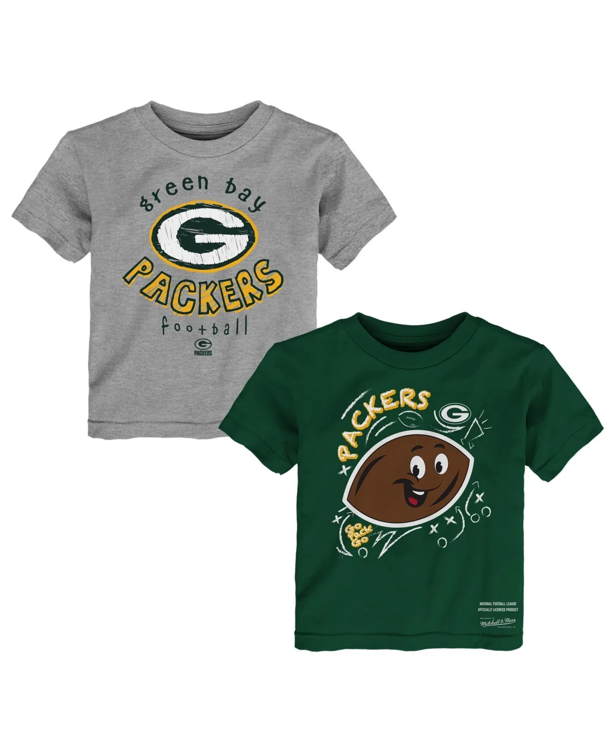 Green Bay Packers Sketched Up T-Shirt, 2-Piece Set by Mitchell & Ness