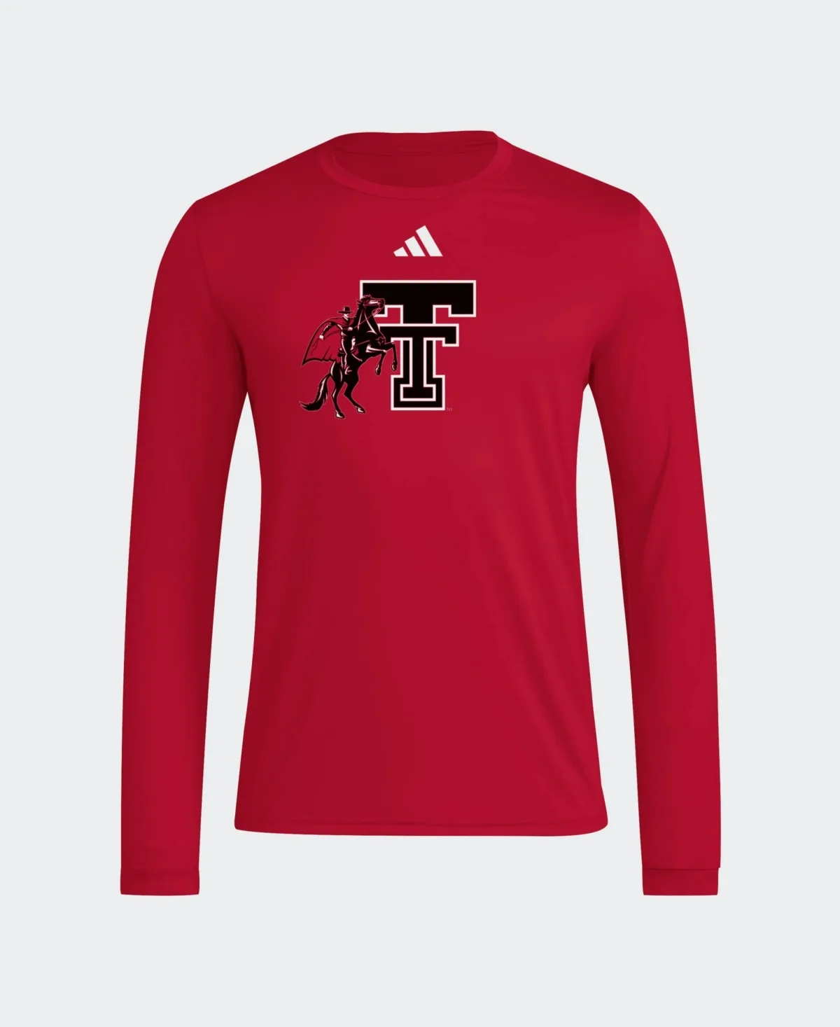 Texas Tech Red Raiders Primary Locker Logo Pre-Game Long-Sleeve Crewneck T-Shirt by adidas