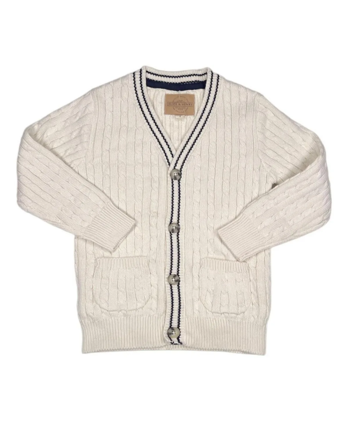 Organic Cable Cardigan Sweater with Tipping by Hope & Henry