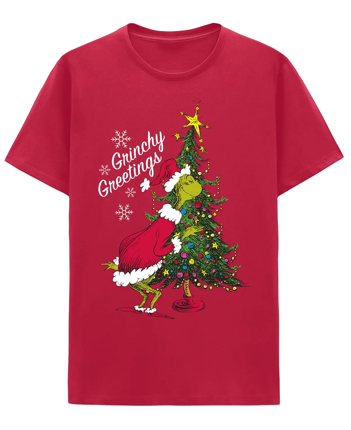 Grinchy Greetings Crewneck Graphic T-Shirt by Hybrid Apparel