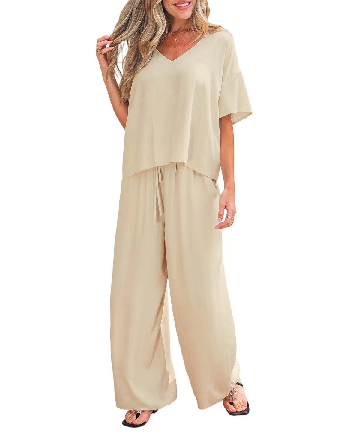 Effortless Flowy Wide Leg Two Piece Set by Cupshe