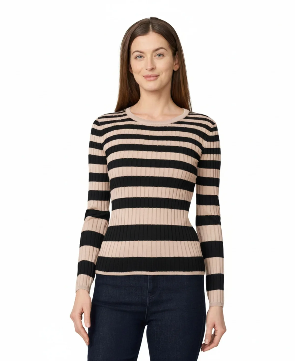 Melissa Paige Striped Ribbed Crewneck Sweater by PAIGE