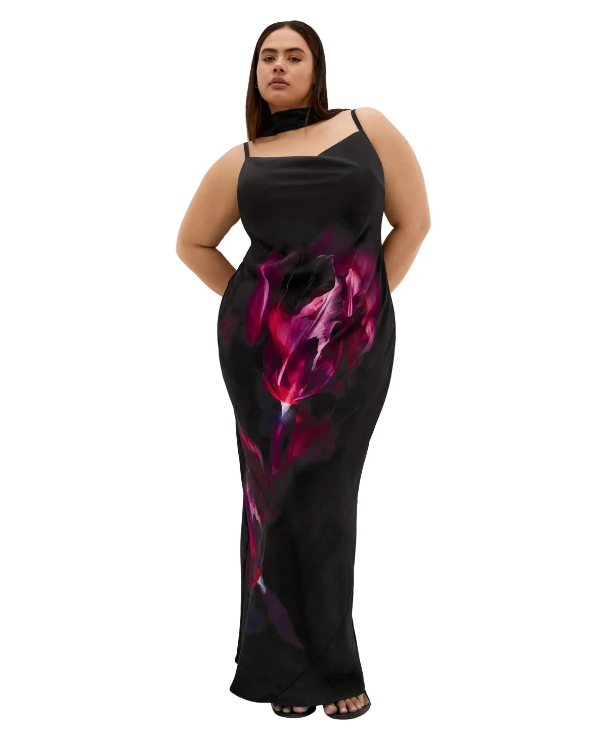 Sadie Paradise Print Cowl Neck Midi Slip Dress by City Chic