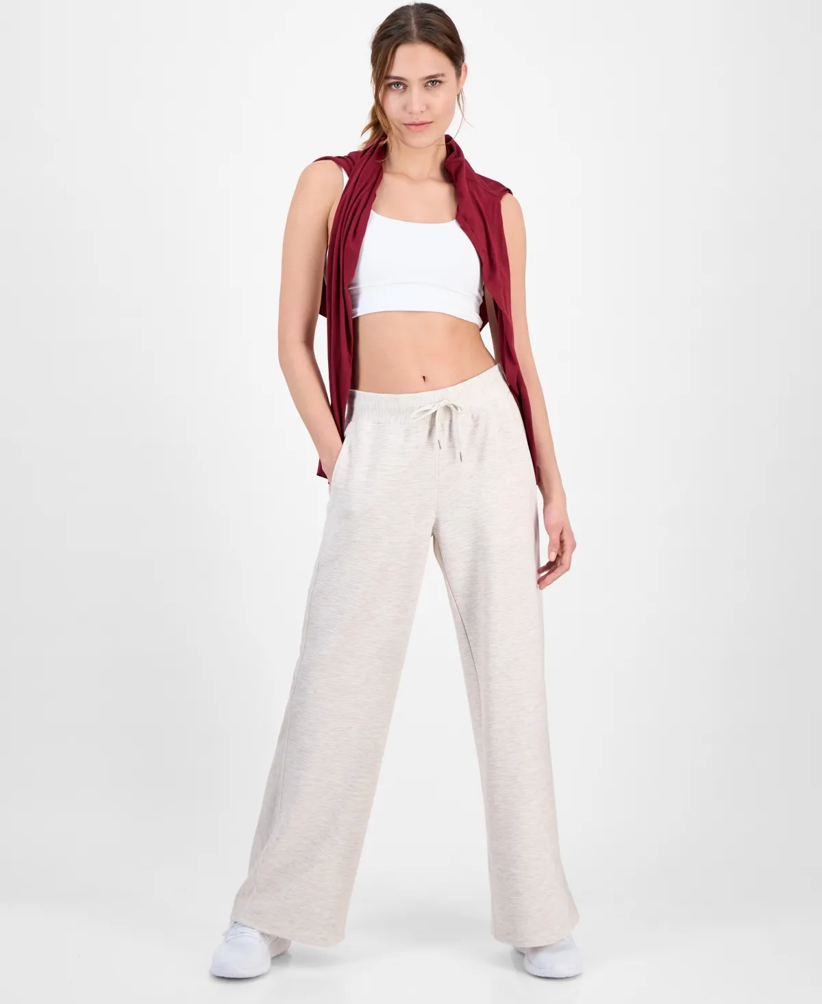 Ribbed Knit Wide Leg Pants by Id Ideology