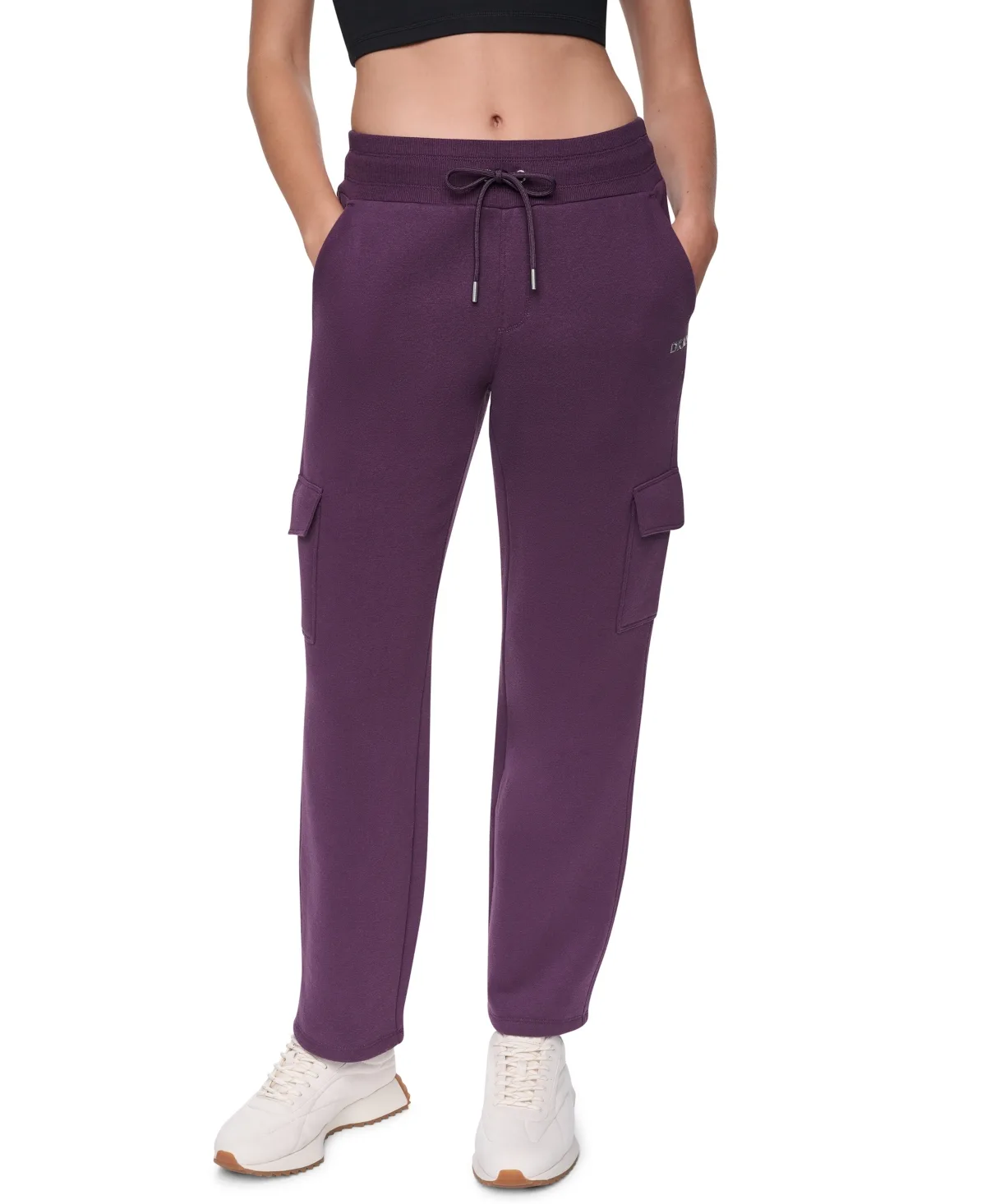 Sport Metallic Bubble Logo Mid-Rise Tapered Leg Cargo Pants by DKNY