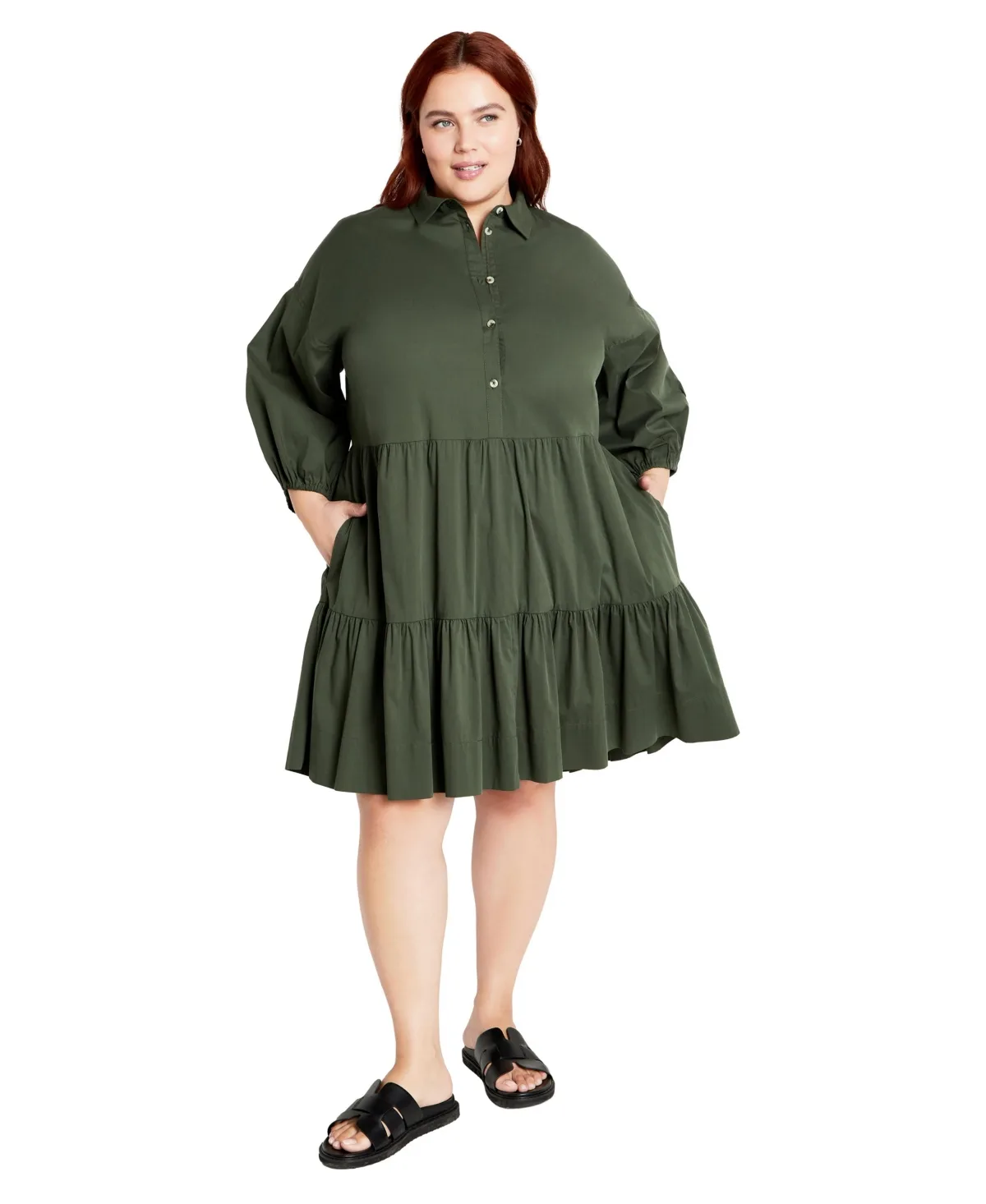Kiara Tiered Cotton-Blend Dress by City Chic