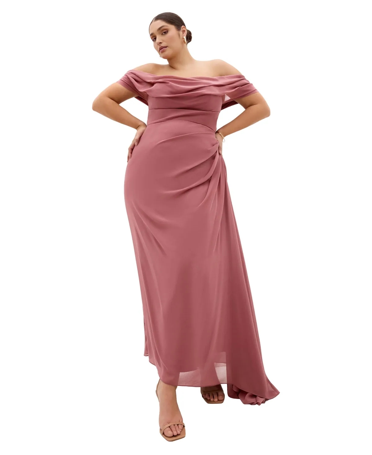 Soft Love Off-Shoulder Gathered-Drape Bodice Maxi Dress by City Chic