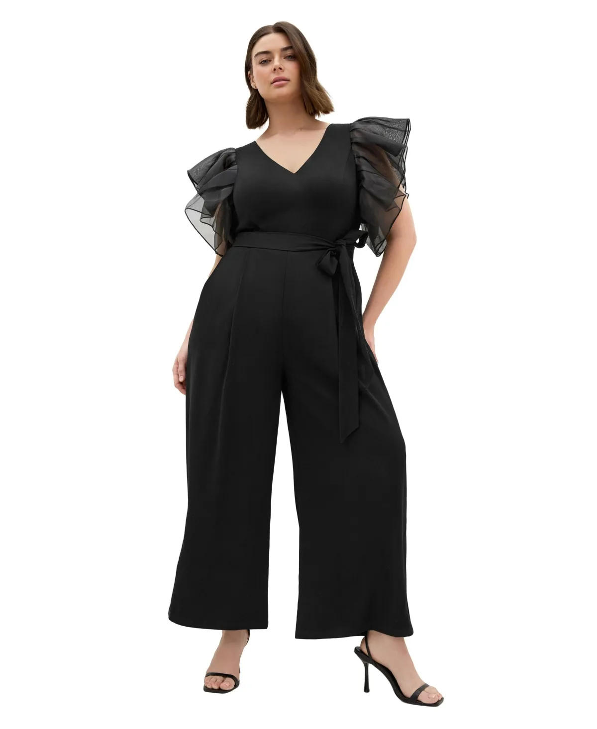 Tiana Organza Sleeve Wide Leg Jumpsuit