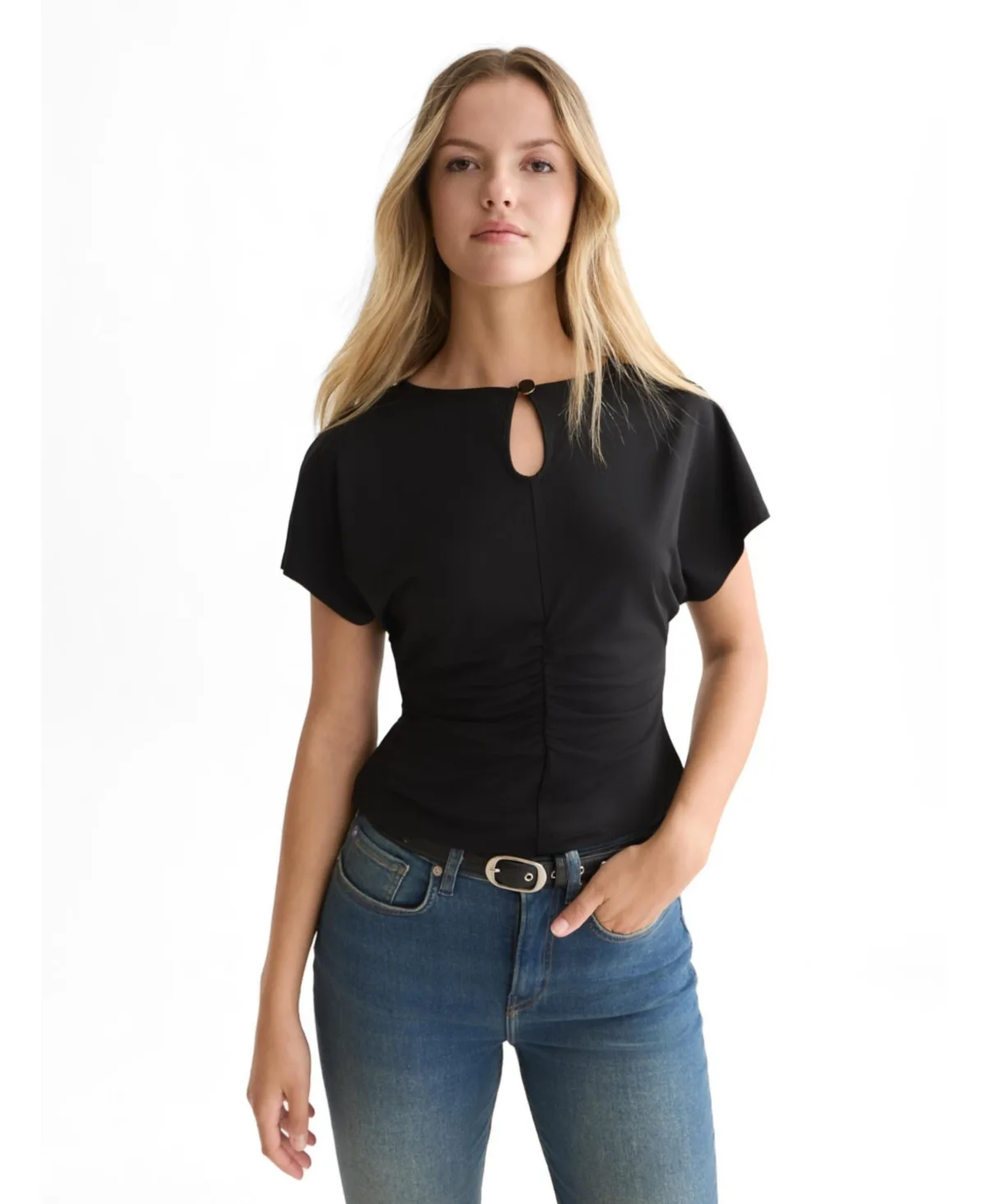 Ruched Boat-Neck T-Shirt by Scotch & Soda