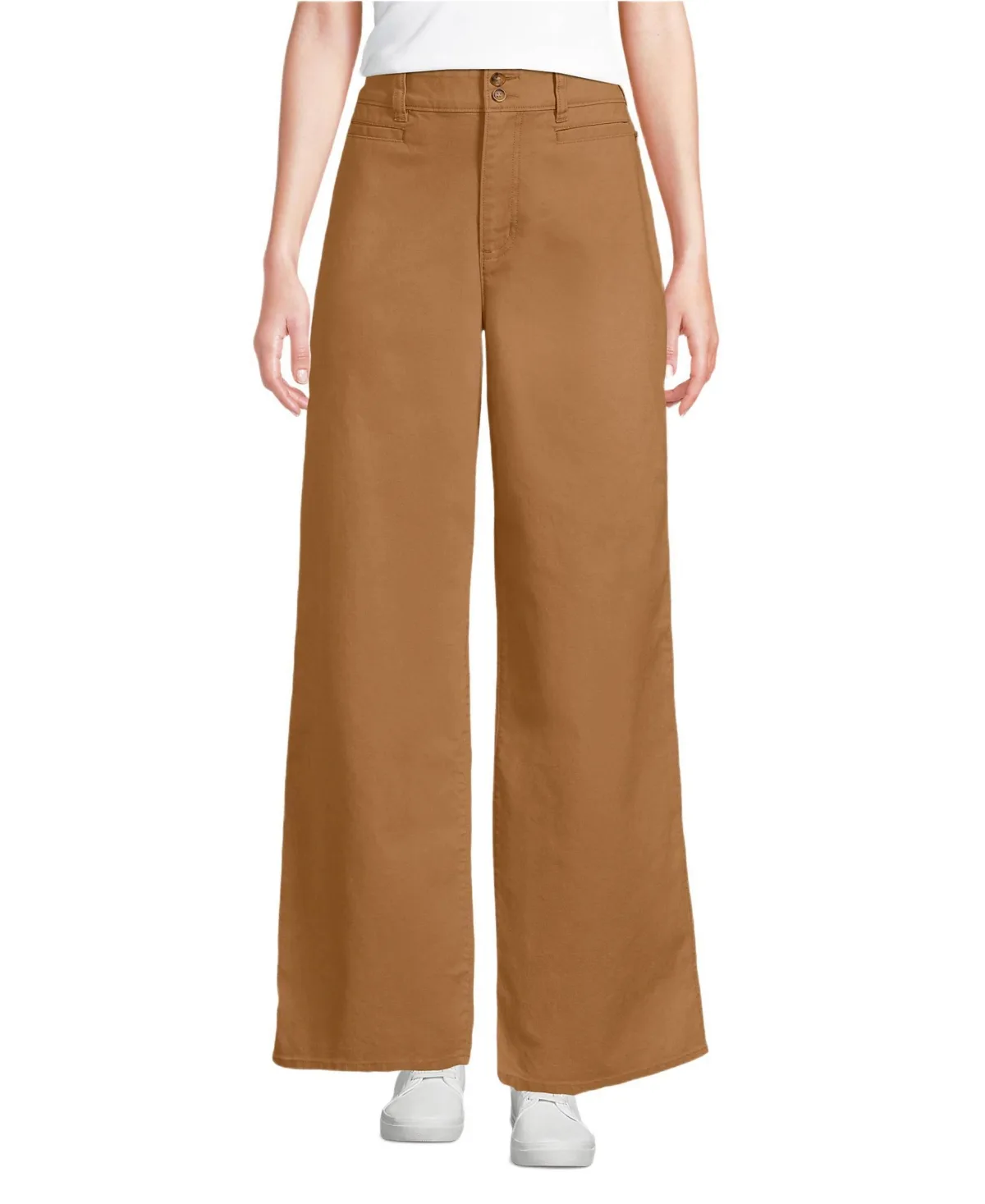 Stretch Canvas High Rise Wide Leg Pants by Lands' End