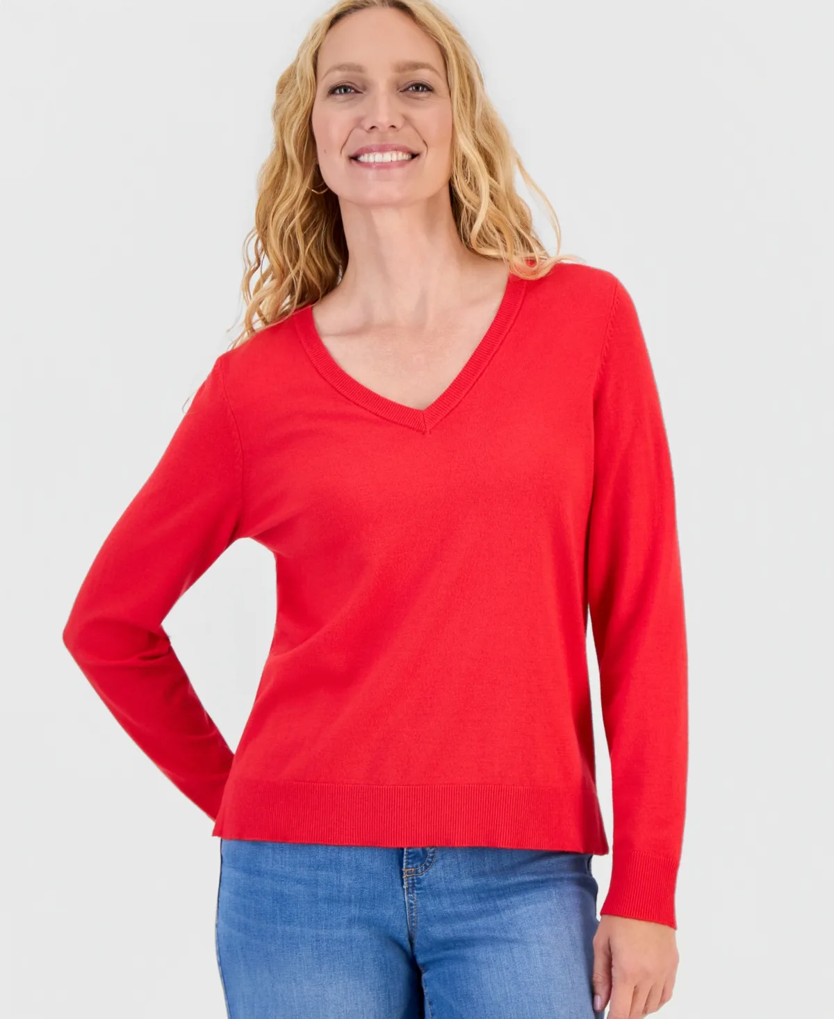 V-Neck Long-Sleeve Sweater by Style & Co