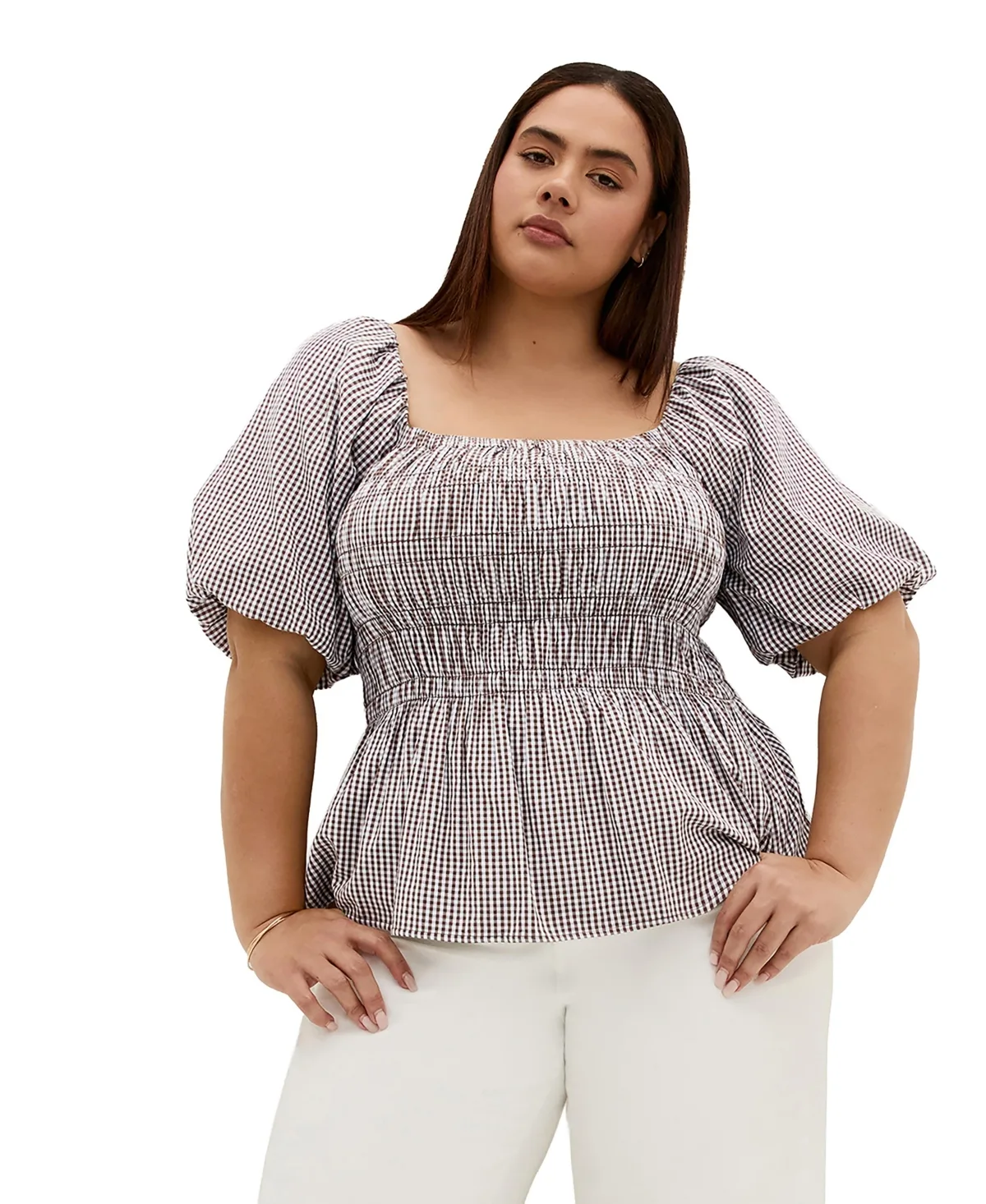 Belle Gingham Top by City Chic