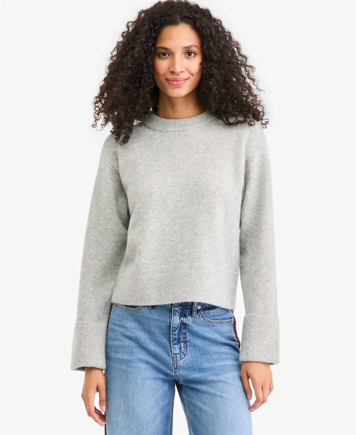Crewneck Cuff Sleeve Pullover Sweater by On 34th