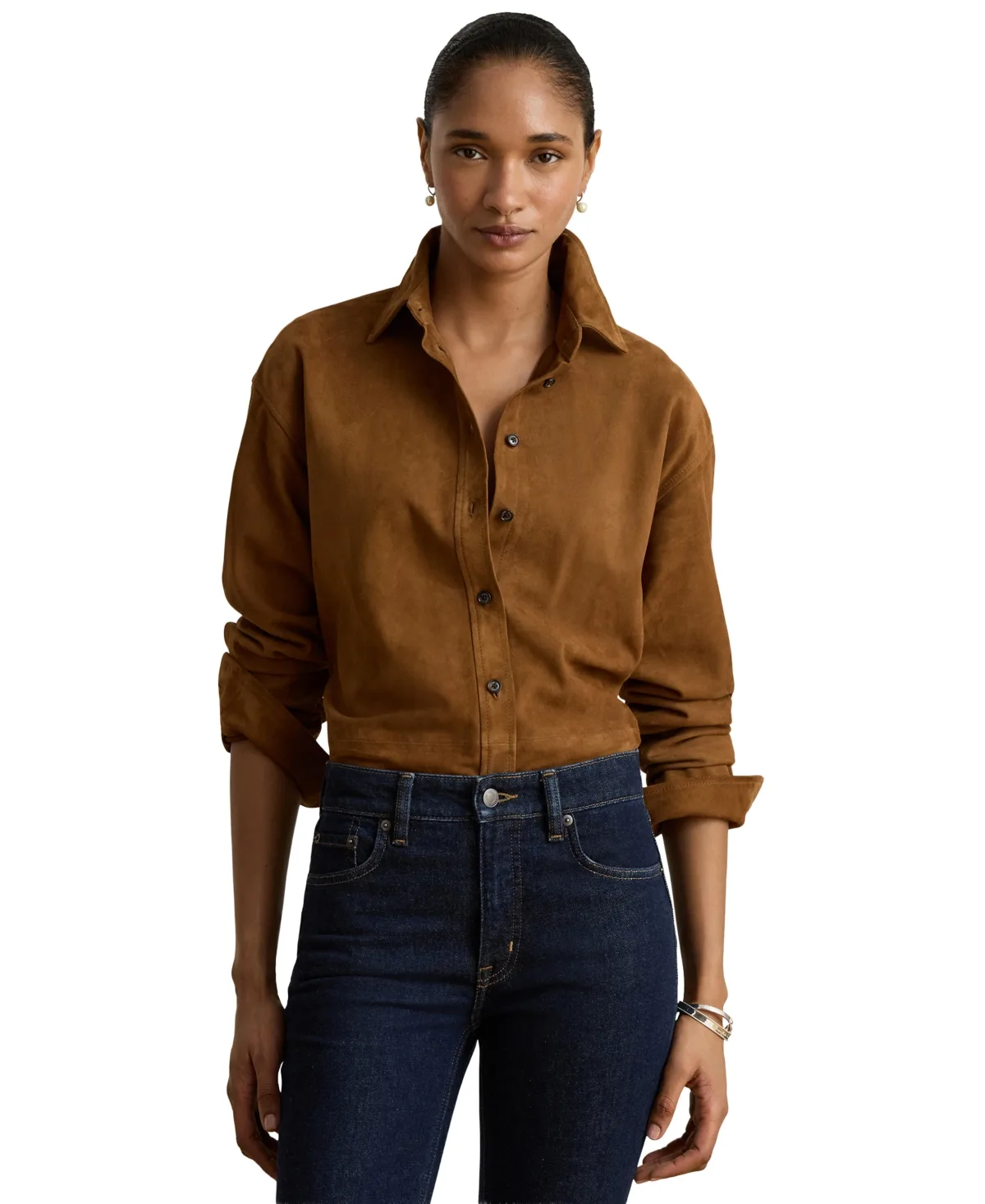 Lauren Ralph Lauren Goat-Suede Relaxed-Fit Long-Sleeve Shirt by Ralph Lauren