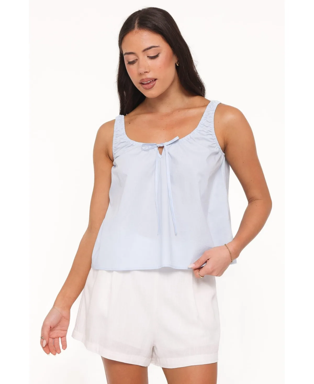Lawrence Tie-Front Scoop-Neck Cotton Tank Top by Petal & Pup