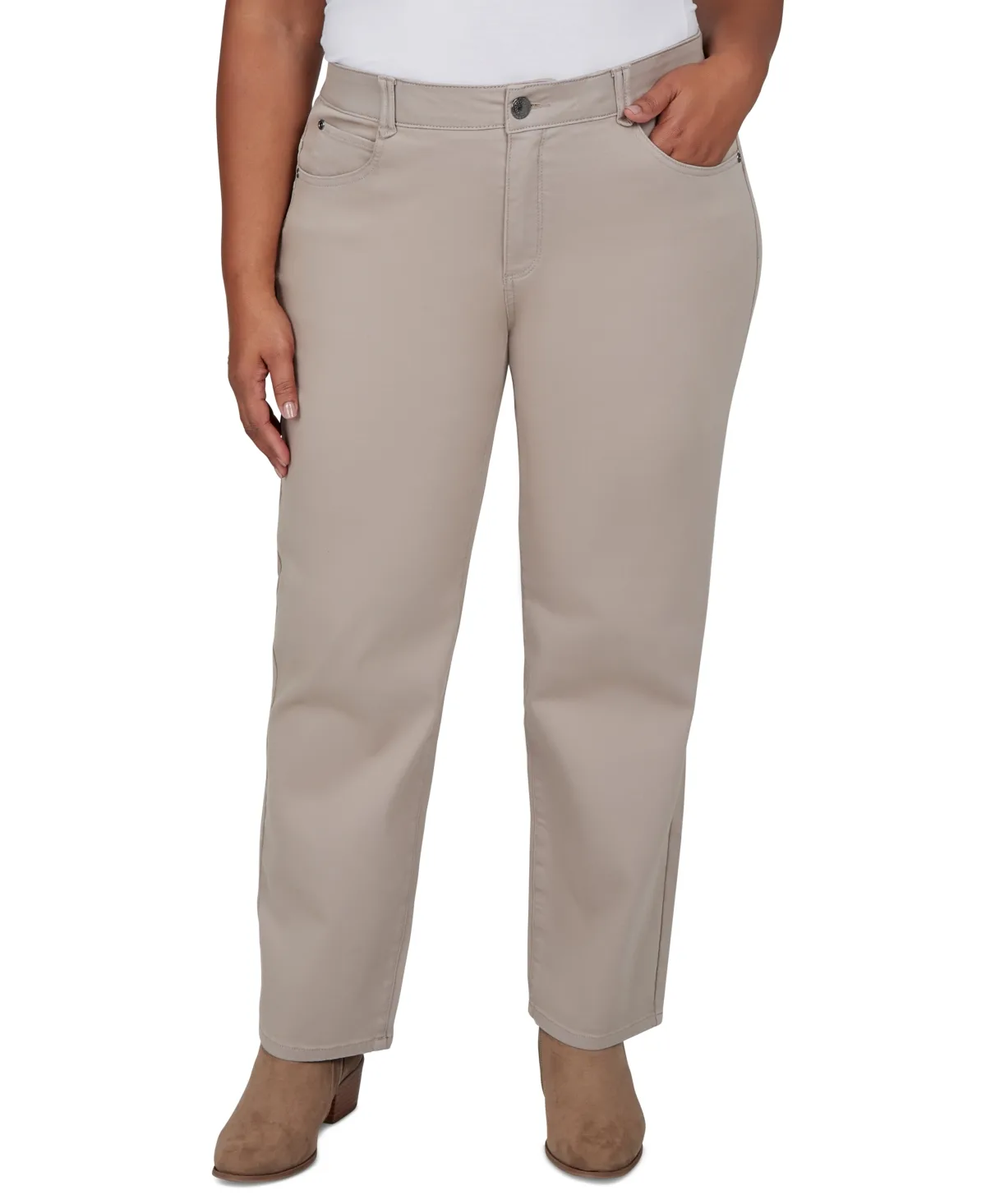 Colored Denim Mid-Rise Straight Pants by Ruby Rd