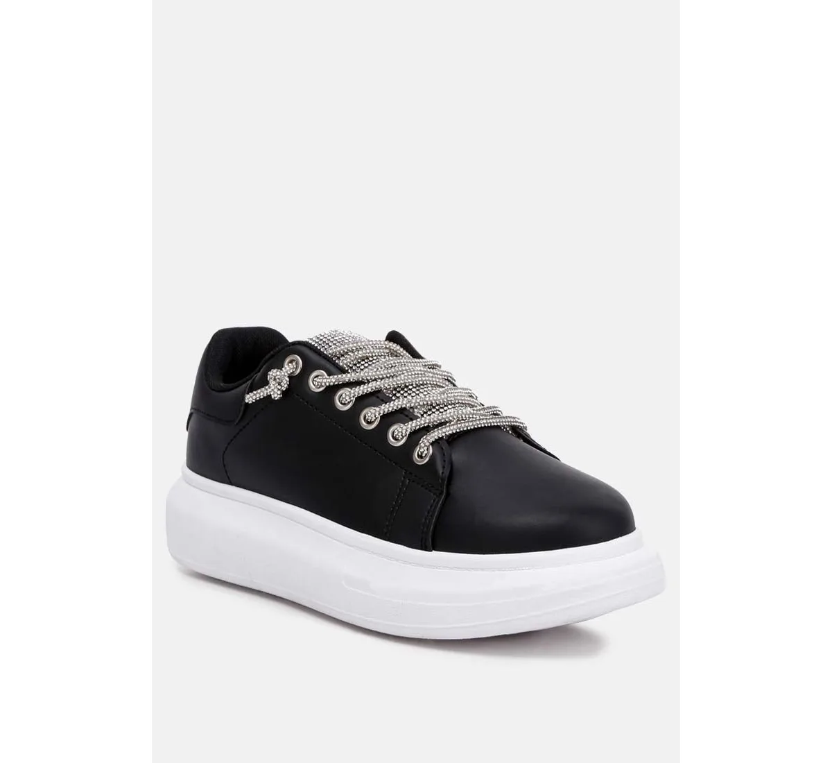 Jaxen Rhinestones Lace Up Sneakers by London Rag