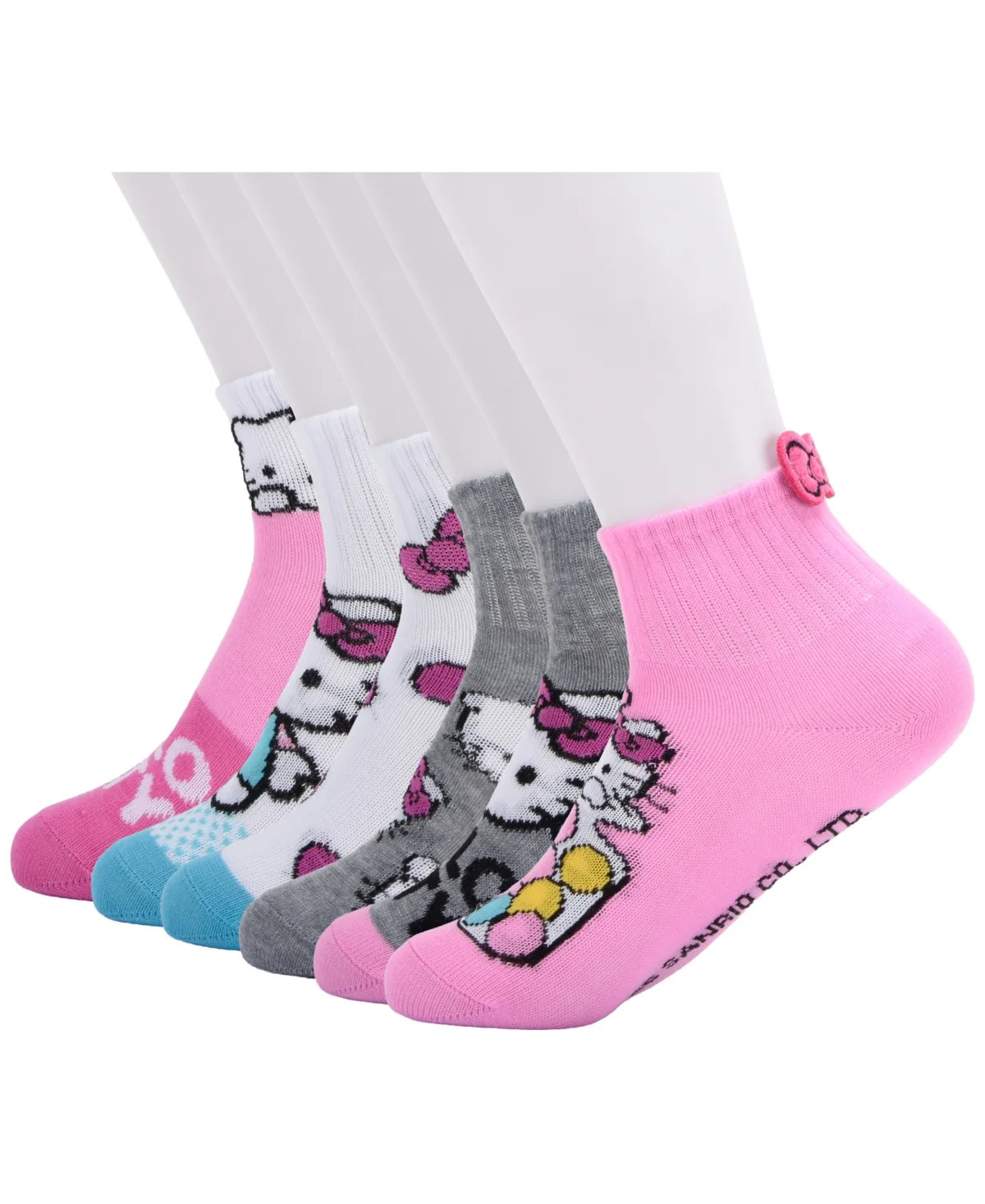 Hello Kitty Ribbed-Cuff Ankle Crew Socks, 6-Pack by Planet Sox