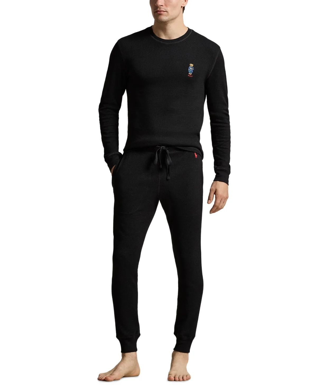 Polo Bear Waffle-Knit Long-Sleeve Crewneck Top and Joggers, 2-Piece Set by Polo Ralph Lauren