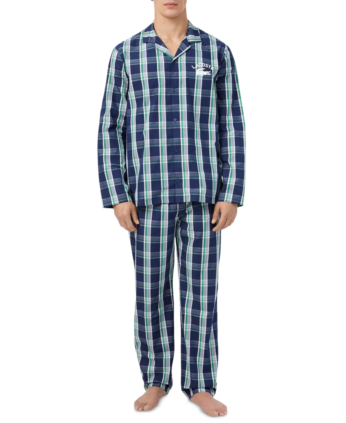 Flannel V-Neck Pajama, 2-Piece Set by Lacoste