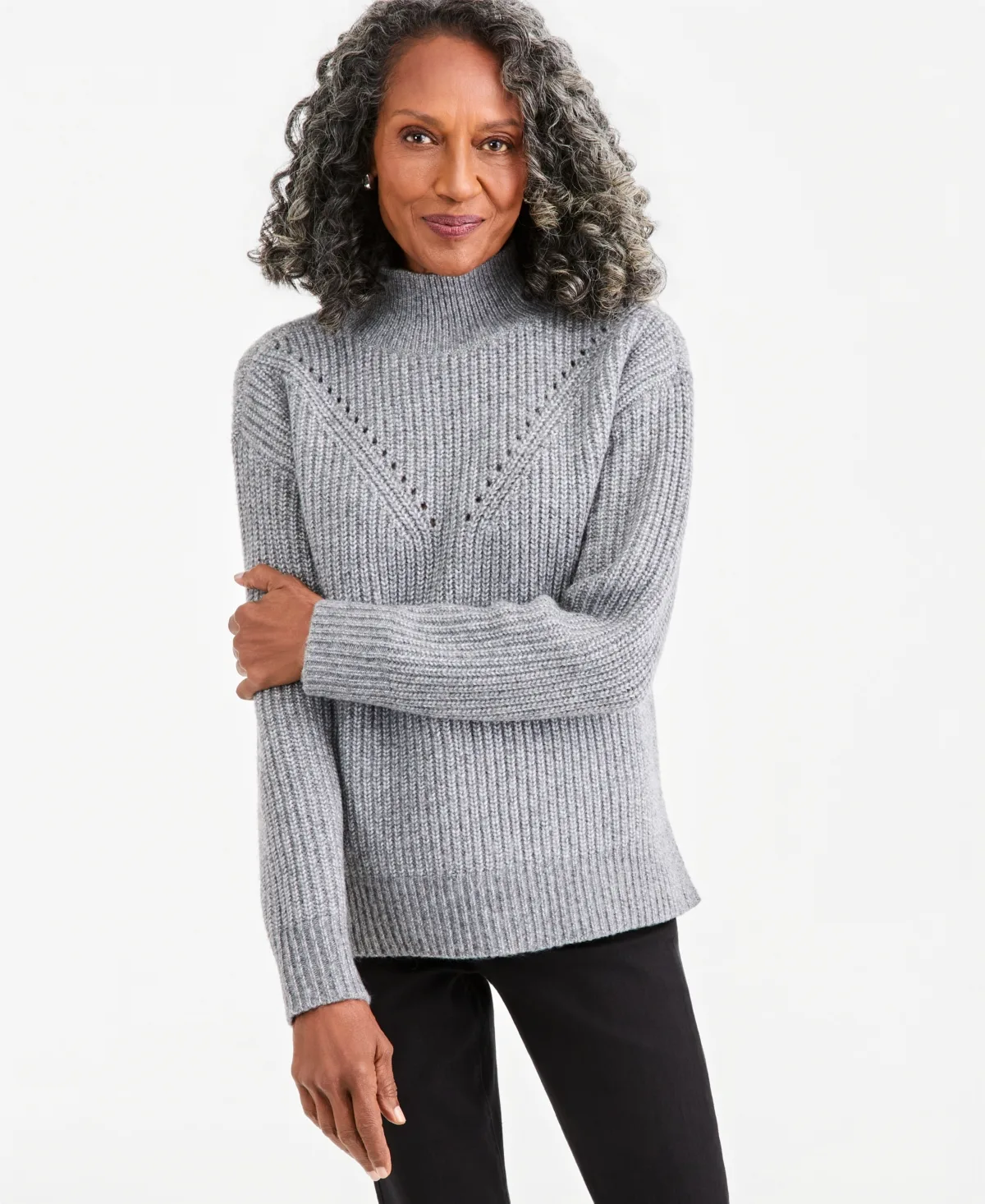 Cozy Pointelle Mockneck Sweater by Style & Co