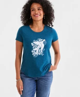 Printed Short Sleeve Crewneck T-Shirt by Style & Co
