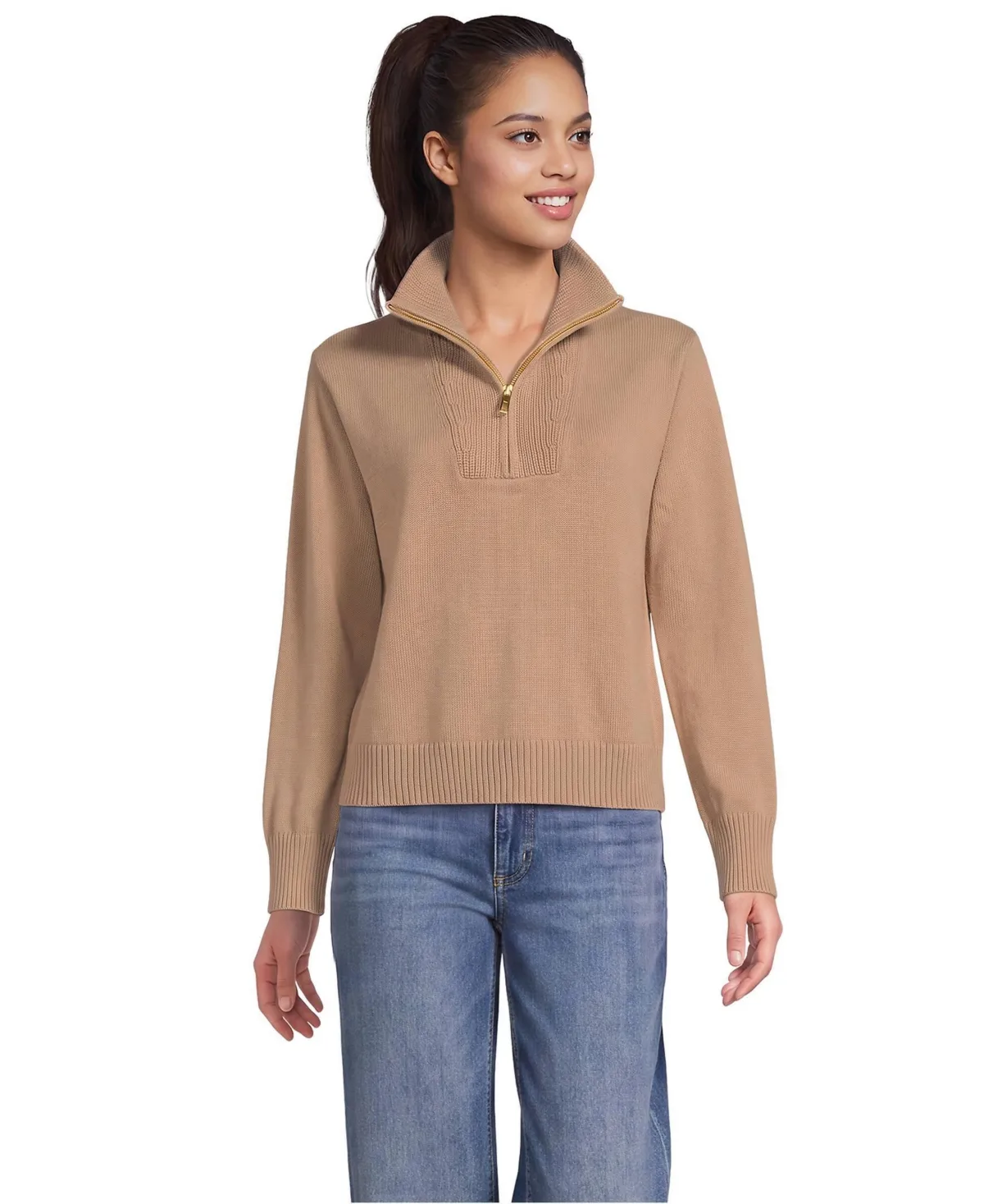 Drifter Slim Quarter Zip Sweater by Lands' End