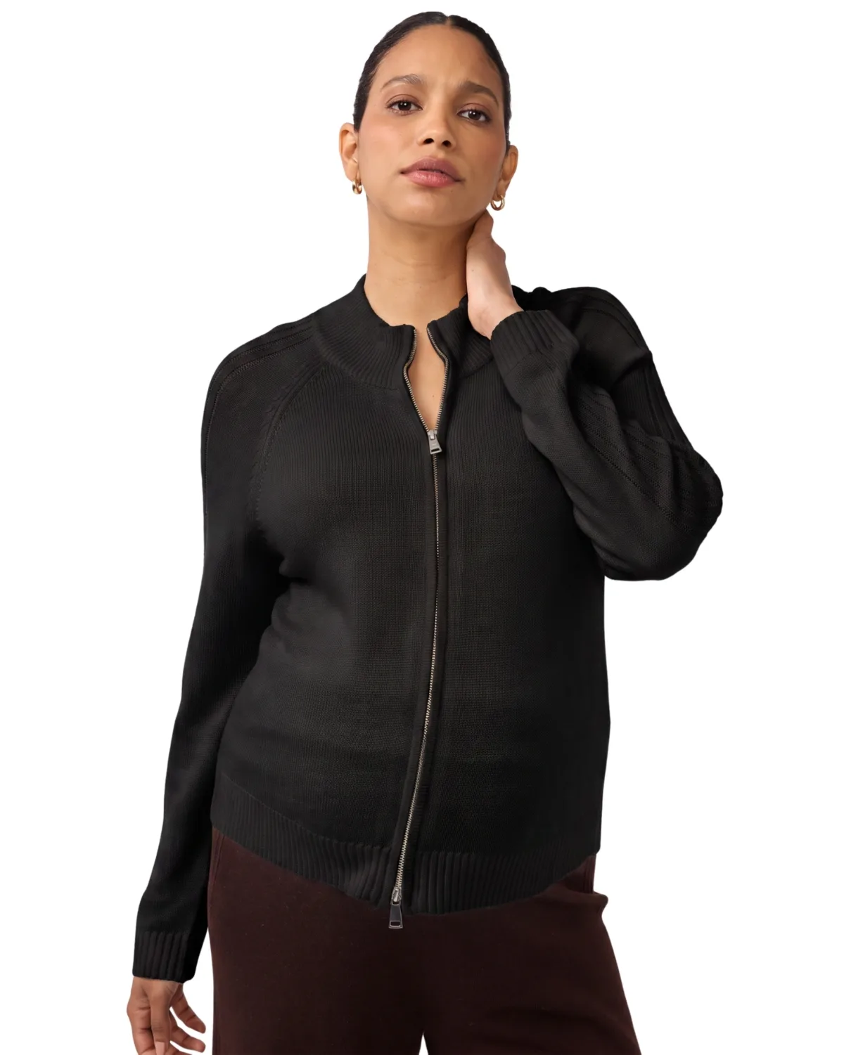 Funnel Neck Raglan Knit Cardigan by Ingrid  Isabel