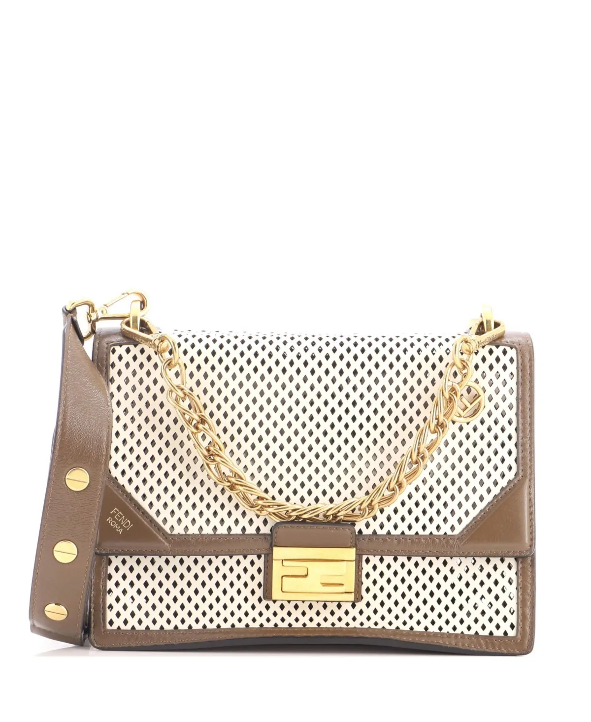 Pre-Owned Fendi Medium Kan U Shoulder Bag Perforated Leather by FENDI