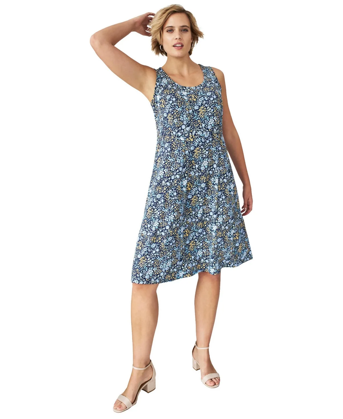 Sleeveless Scoop Neck Fit and Flare Dress