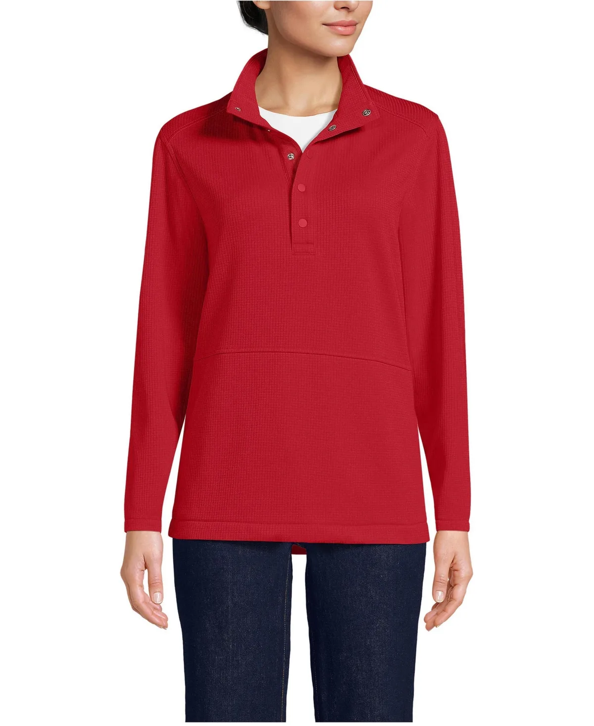 School Uniform Unisex Grid Tech Snapneck Pullover Shirt by Lands' End