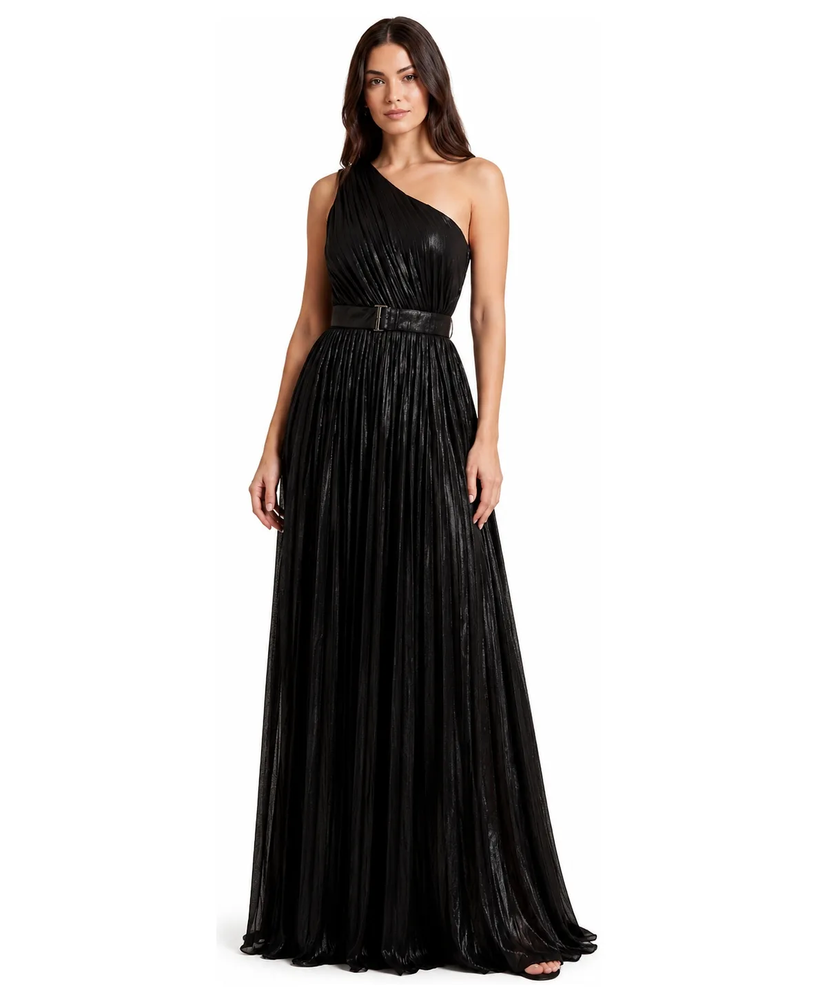 One Shoulder Metallic Dress