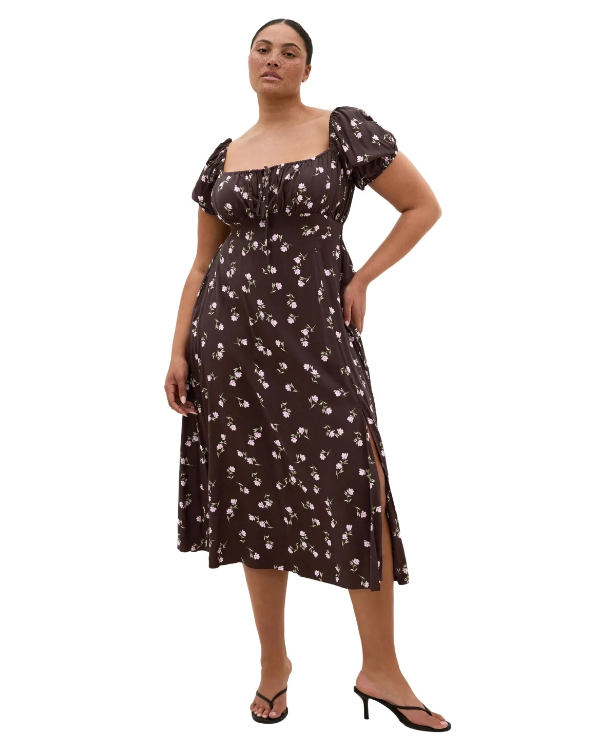 Abbie Floral-Print Maxi Short-Sleeve Dress