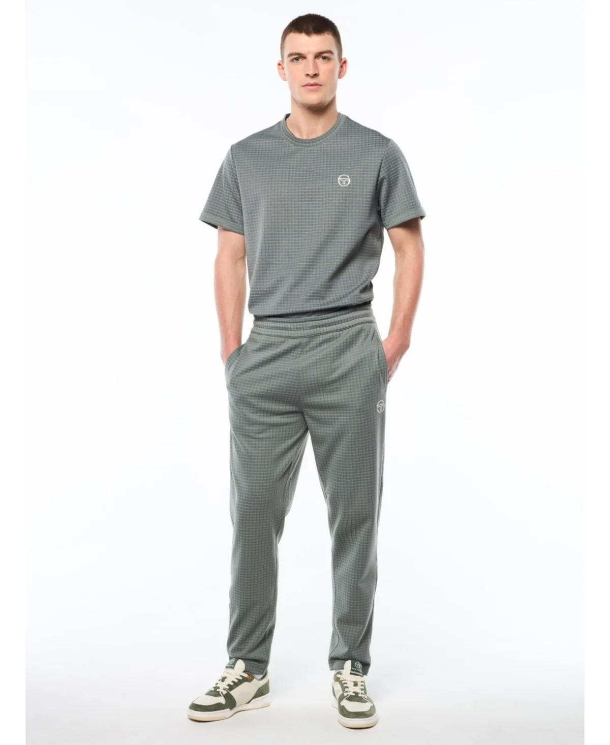 Rete Stretch Allover Check Track Pants