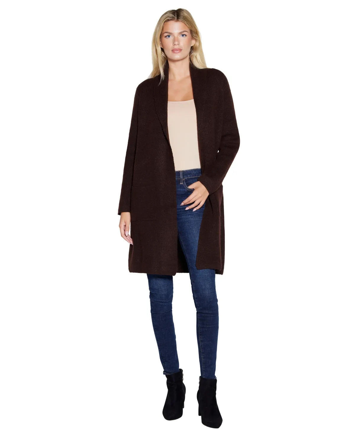 Shawl Collar Open-Front Duster Cardigan