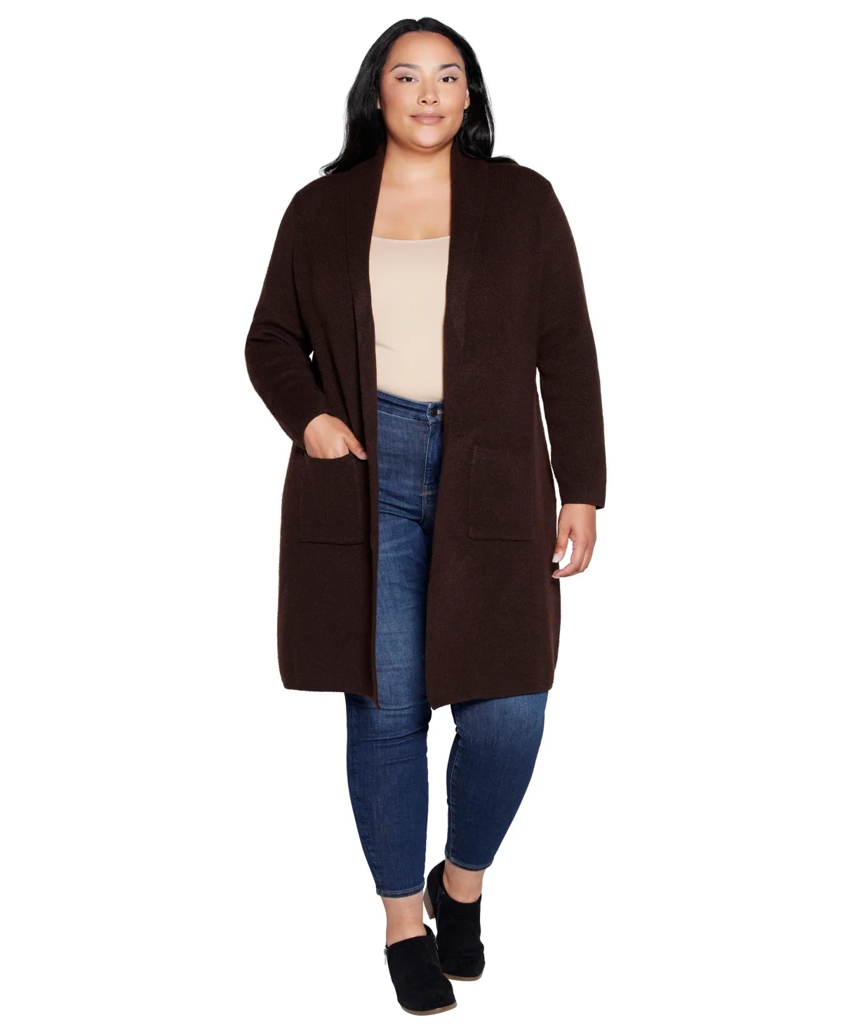 Duster Shawl Collar Long-Sleeve Cardigan by Belldini